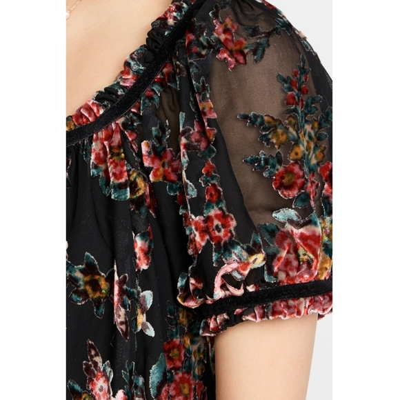 Free People Black Floral Mini Dress - Picture 4 of 7